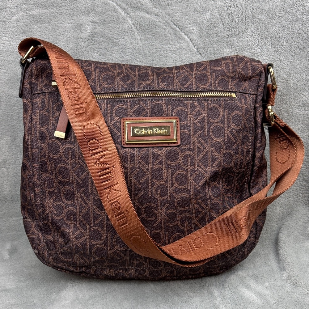 Calvin Klein Chocolate Logo Shoulder Bag